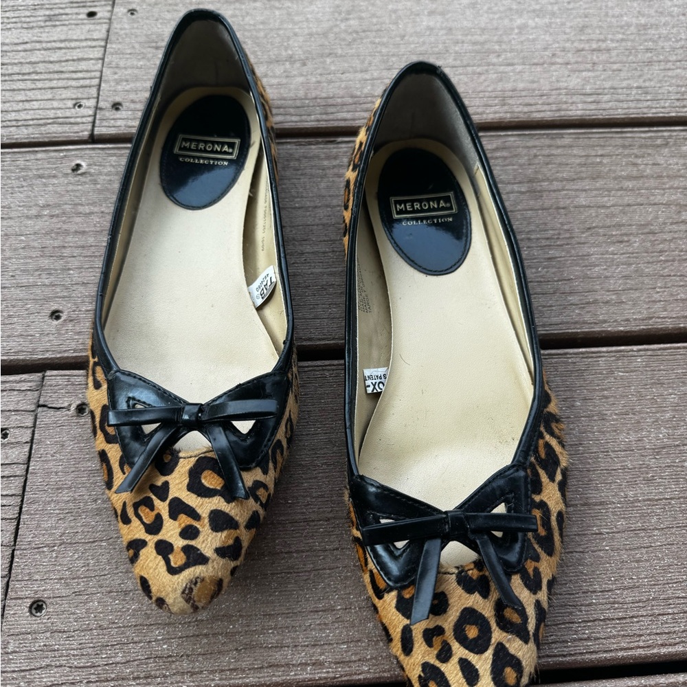 Merona Animal Print Flats with Black Bow